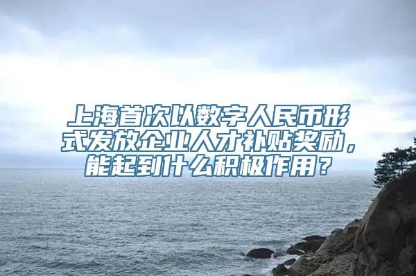 上海首次以数字人民币形式发放企业人才补贴奖励，能起到什么积极作用？