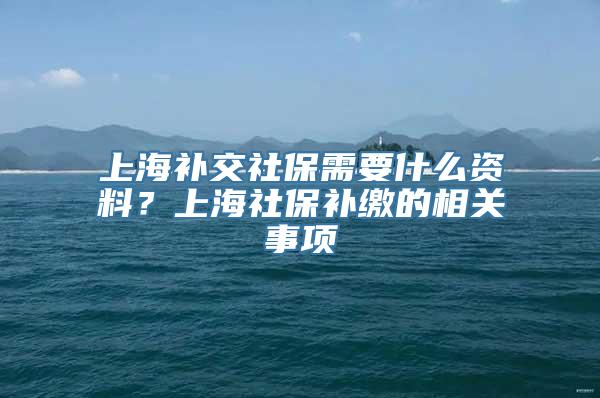 上海补交社保需要什么资料？上海社保补缴的相关事项