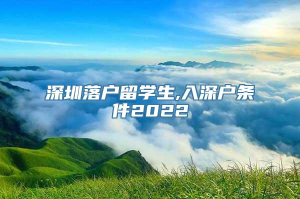 深圳落户留学生,入深户条件2022