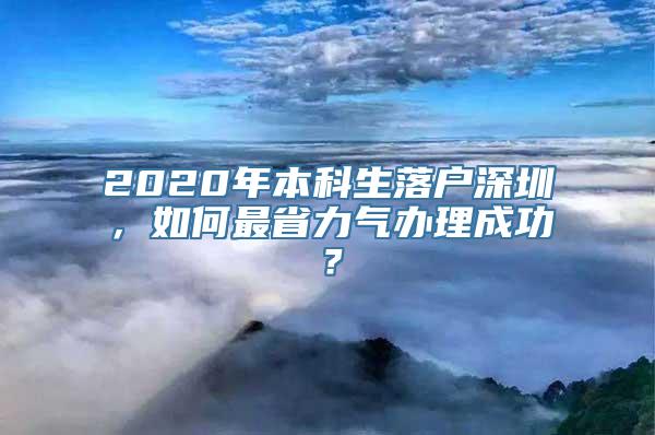 2020年本科生落户深圳，如何最省力气办理成功？