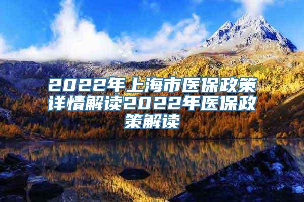 2022年上海市医保政策详情解读2022年医保政策解读