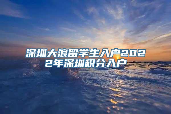 深圳大浪留学生入户2022年深圳积分入户