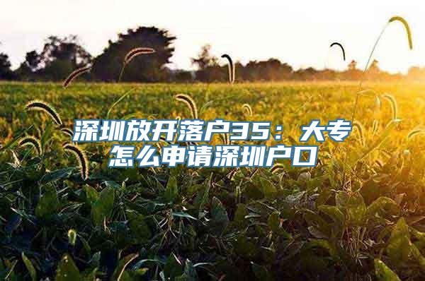 深圳放开落户35：大专怎么申请深圳户口