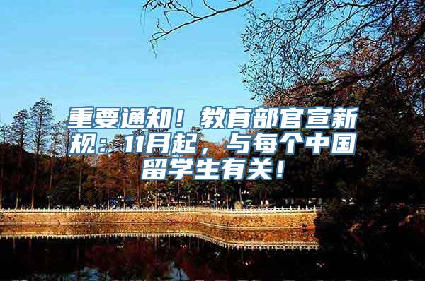 重要通知！教育部官宣新规：11月起，与每个中国留学生有关！