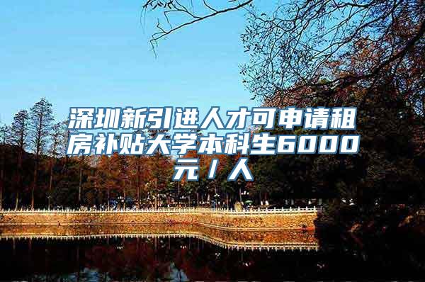 深圳新引进人才可申请租房补贴大学本科生6000元／人