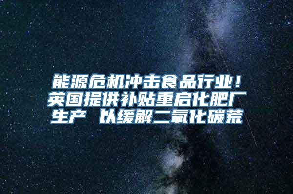 能源危机冲击食品行业！英国提供补贴重启化肥厂生产 以缓解二氧化碳荒