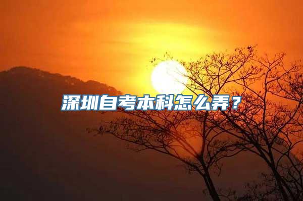 深圳自考本科怎么弄？