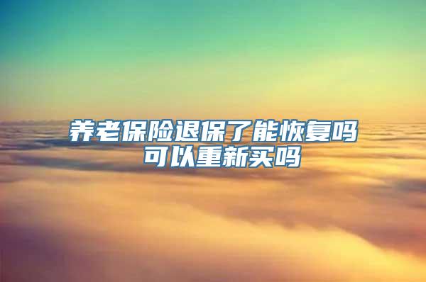 养老保险退保了能恢复吗 可以重新买吗