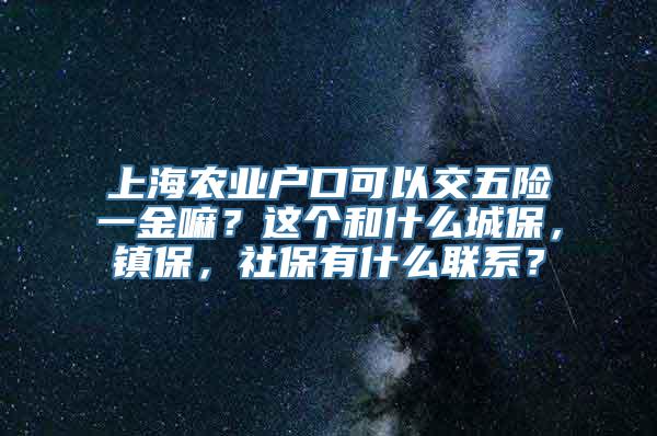 上海农业户口可以交五险一金嘛？这个和什么城保，镇保，社保有什么联系？