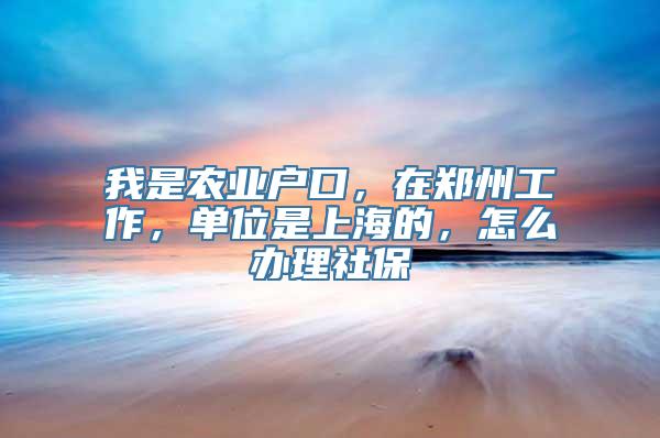 我是农业户口，在郑州工作，单位是上海的，怎么办理社保