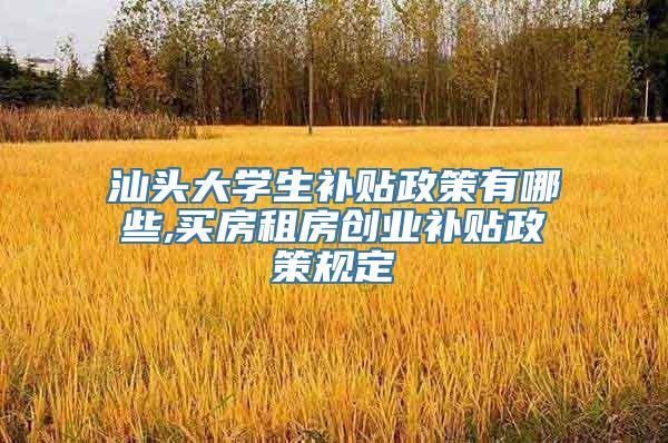 汕头大学生补贴政策有哪些,买房租房创业补贴政策规定