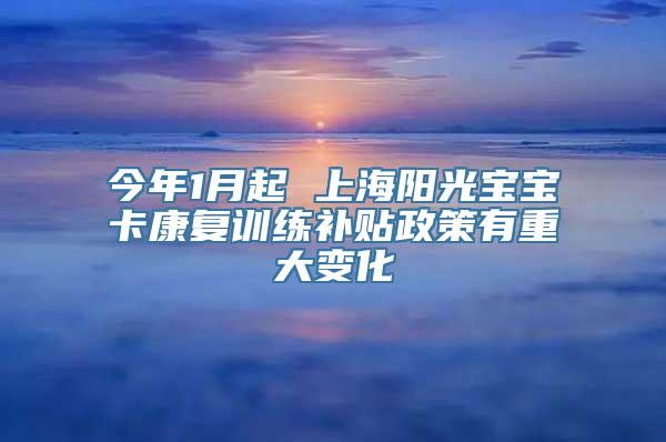 今年1月起 上海阳光宝宝卡康复训练补贴政策有重大变化