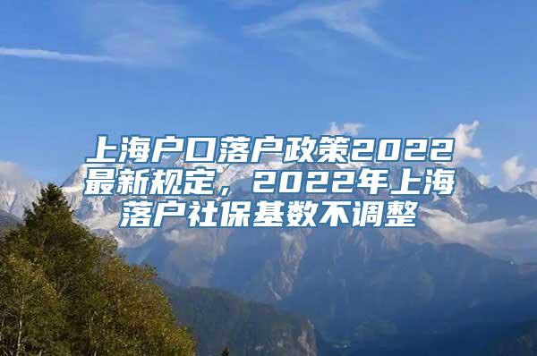 上海户口落户政策2022最新规定，2022年上海落户社保基数不调整