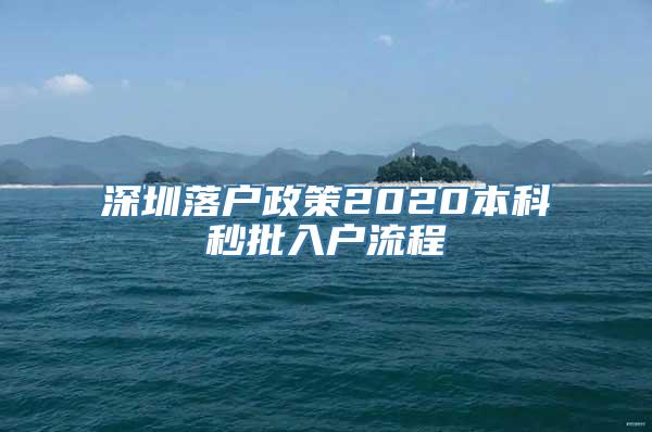 深圳落户政策2020本科秒批入户流程