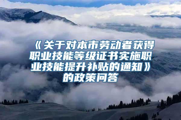 《关于对本市劳动者获得职业技能等级证书实施职业技能提升补贴的通知》的政策问答