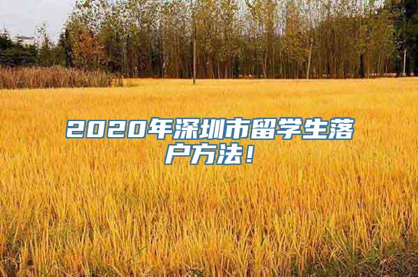 2020年深圳市留学生落户方法！