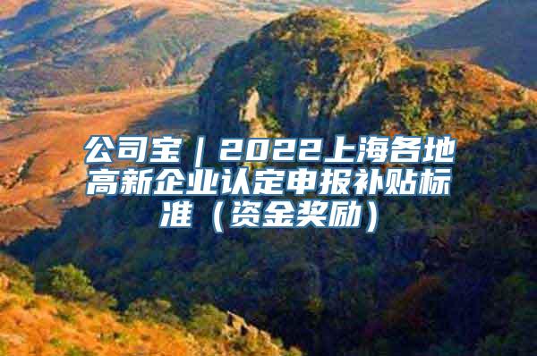 公司宝｜2022上海各地高新企业认定申报补贴标准（资金奖励）