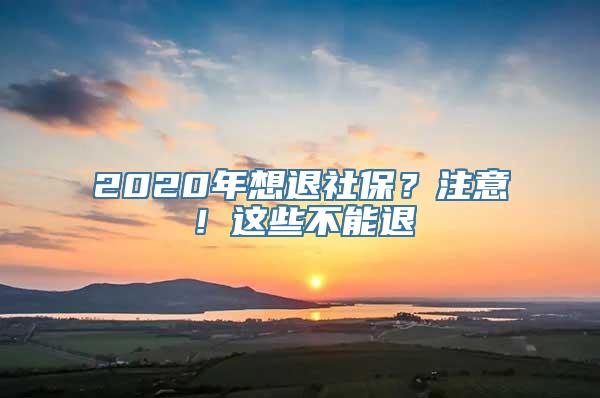 2020年想退社保？注意！这些不能退