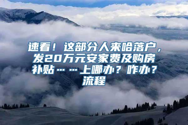 速看！这部分人来哈落户，发20万元安家费及购房补贴……上哪办？咋办？流程↘