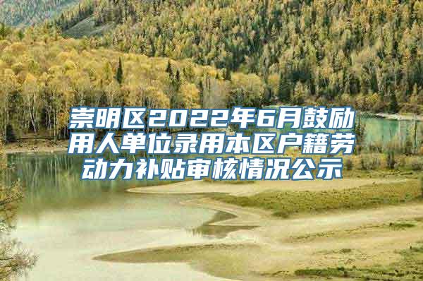 崇明区2022年6月鼓励用人单位录用本区户籍劳动力补贴审核情况公示