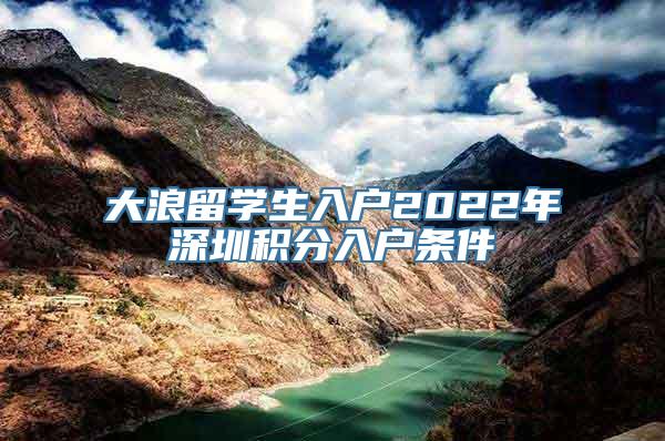 大浪留学生入户2022年深圳积分入户条件