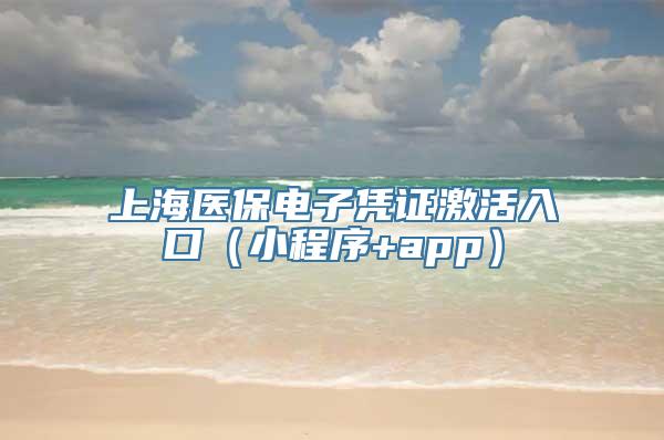 上海医保电子凭证激活入口（小程序+app）