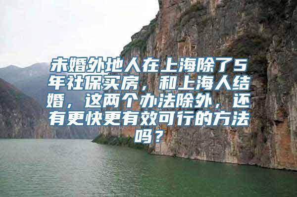 未婚外地人在上海除了5年社保买房，和上海人结婚，这两个办法除外，还有更快更有效可行的方法吗？