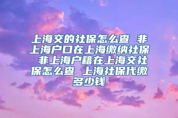 上海交的社保怎么查 非上海户口在上海缴纳社保 非上海户籍在上海交社保怎么查 上海社保代缴多少钱