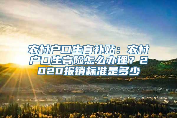 农村户口生育补贴：农村户口生育险怎么办理？2020报销标准是多少