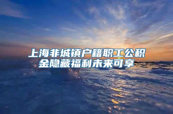 上海非城镇户籍职工公积金隐藏福利未来可享