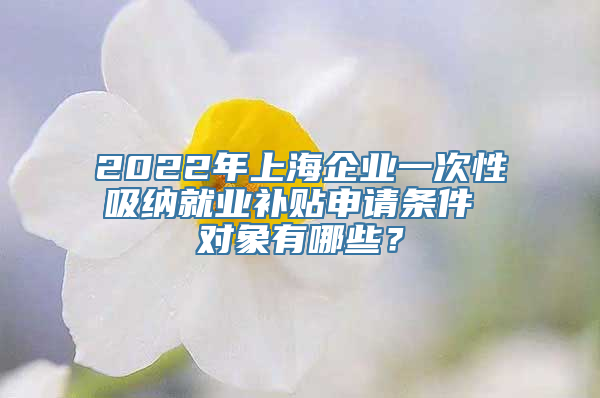 2022年上海企业一次性吸纳就业补贴申请条件 对象有哪些？