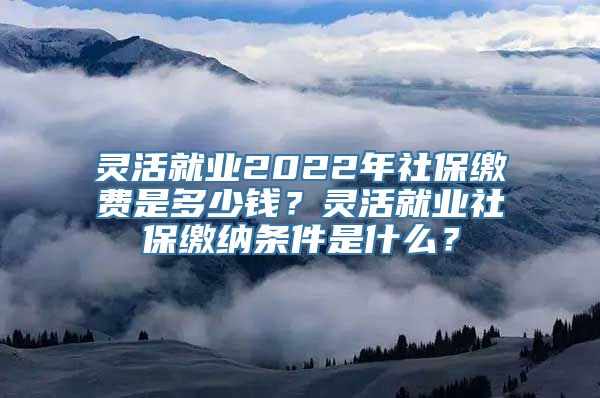 灵活就业2022年社保缴费是多少钱？灵活就业社保缴纳条件是什么？