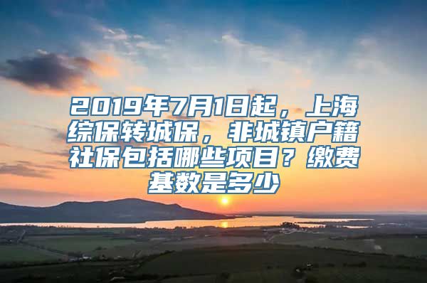 2019年7月1日起，上海综保转城保，非城镇户籍社保包括哪些项目？缴费基数是多少