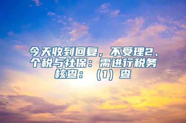 今天收到回复，不受理2、个税与社保：需进行税务核查：（1）查