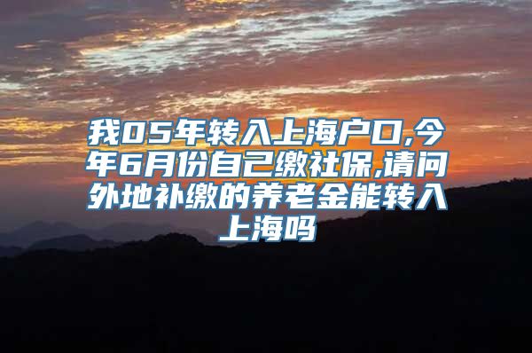 我05年转入上海户口,今年6月份自己缴社保,请问外地补缴的养老金能转入上海吗