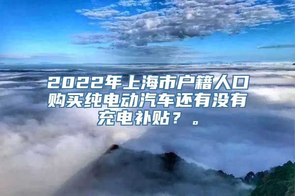 2022年上海市户籍人口购买纯电动汽车还有没有充电补贴？。