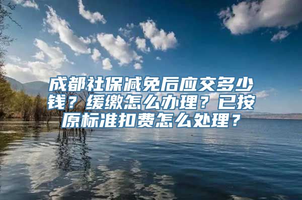 成都社保减免后应交多少钱？缓缴怎么办理？已按原标准扣费怎么处理？