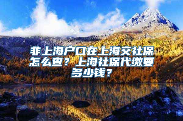 非上海户口在上海交社保怎么查？上海社保代缴要多少钱？