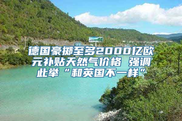 德国豪掷至多2000亿欧元补贴天然气价格 强调此举“和英国不一样”