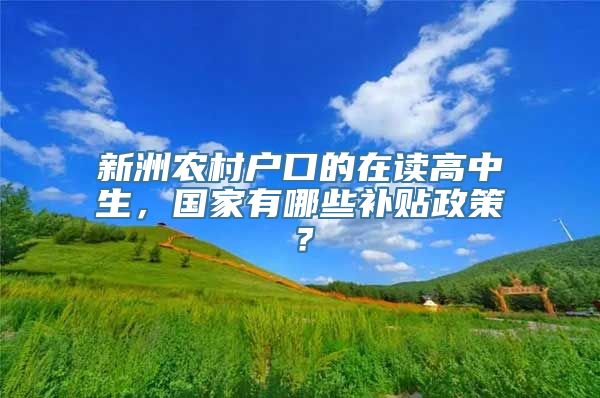 新洲农村户口的在读高中生，国家有哪些补贴政策？