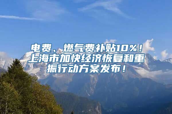 电费、燃气费补贴10%！上海市加快经济恢复和重振行动方案发布！