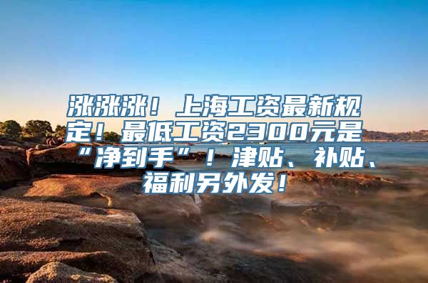 涨涨涨！上海工资最新规定！最低工资2300元是“净到手”！津贴、补贴、福利另外发！