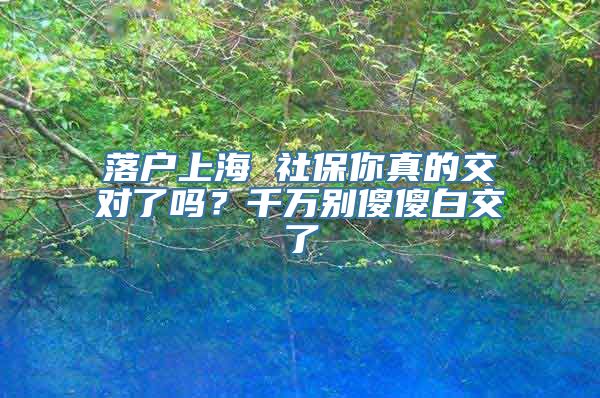 落户上海 社保你真的交对了吗？千万别傻傻白交了