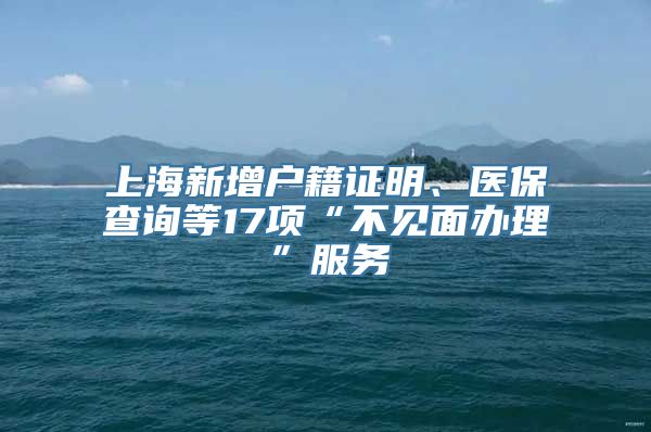 上海新增户籍证明、医保查询等17项“不见面办理”服务