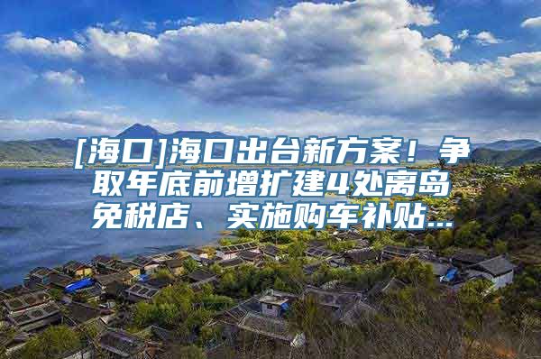 [海口]海口出台新方案！争取年底前增扩建4处离岛免税店、实施购车补贴...