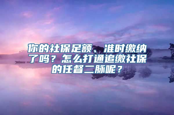 你的社保足额、准时缴纳了吗？怎么打通追缴社保的任督二脉呢？