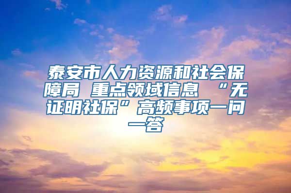 泰安市人力资源和社会保障局 重点领域信息 “无证明社保”高频事项一问一答