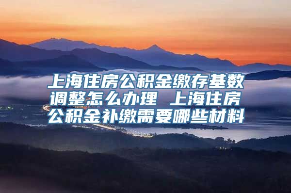 上海住房公积金缴存基数调整怎么办理 上海住房公积金补缴需要哪些材料