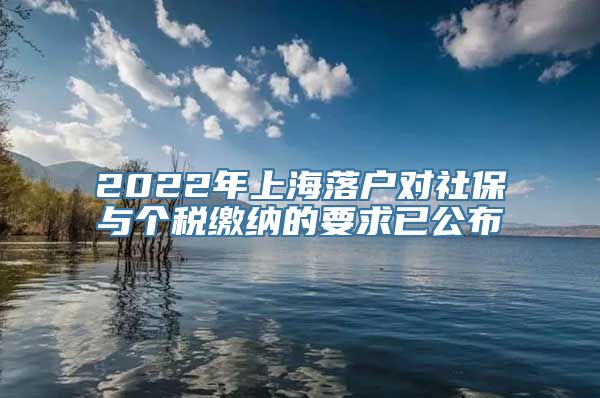 2022年上海落户对社保与个税缴纳的要求已公布