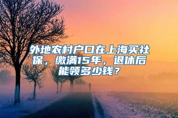 外地农村户口在上海买社保，缴满15年，退休后能领多少钱？